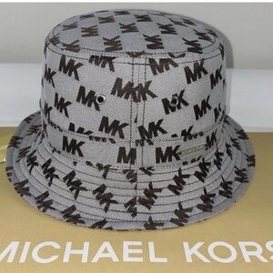 Michael Kors Chocolate Brown Monogram Bucket Hat NWT